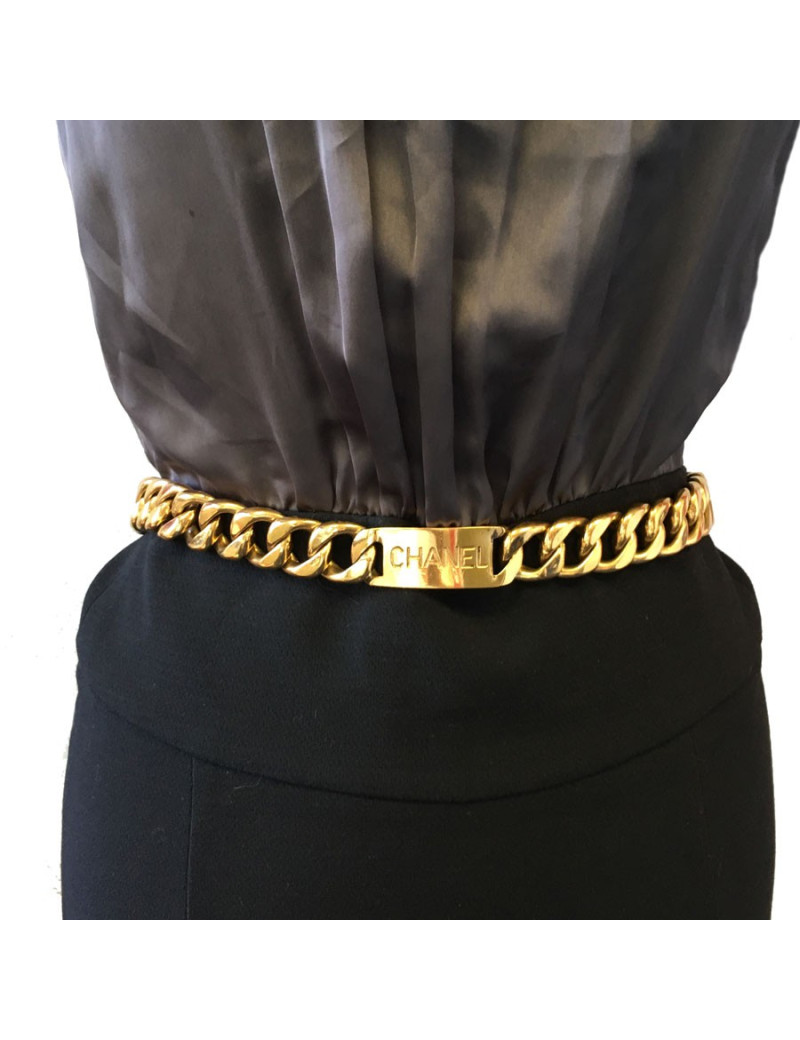 80's CHANEL chain belt in gilded metal