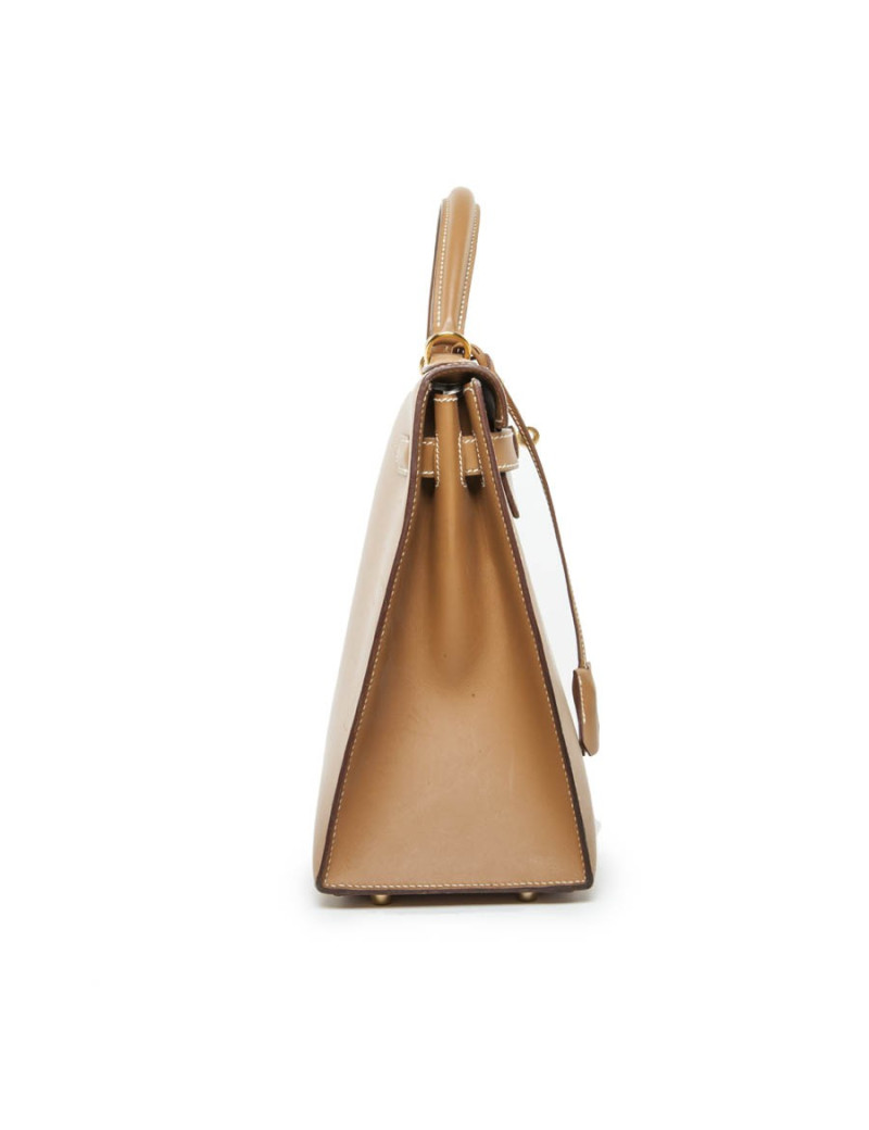 Sac Kelly II 32 HERMES cuir box gold piqûres sellier bijouterie palladium