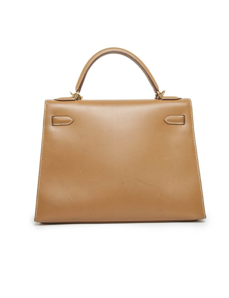 Sac Kelly II 32 HERMES cuir box gold piqûres sellier bijouterie palladium