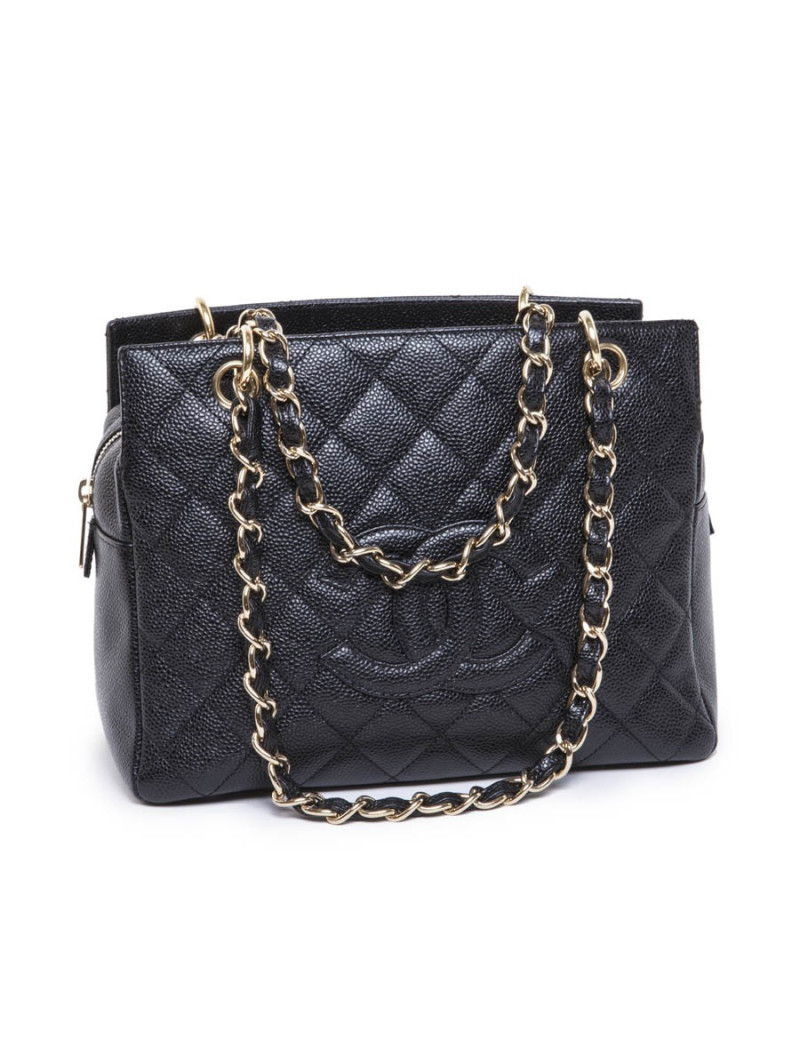 Sac CHANEL cuir grainé noir