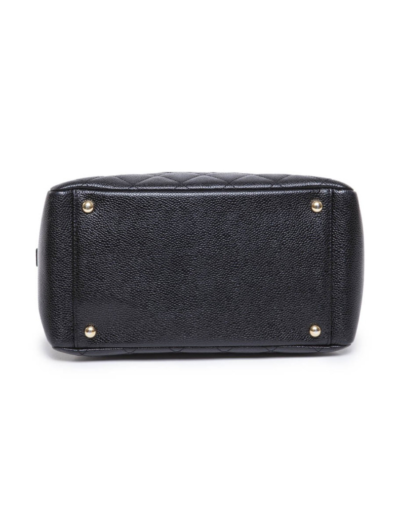 Shoping TM black grained leather CHANEL tote bag