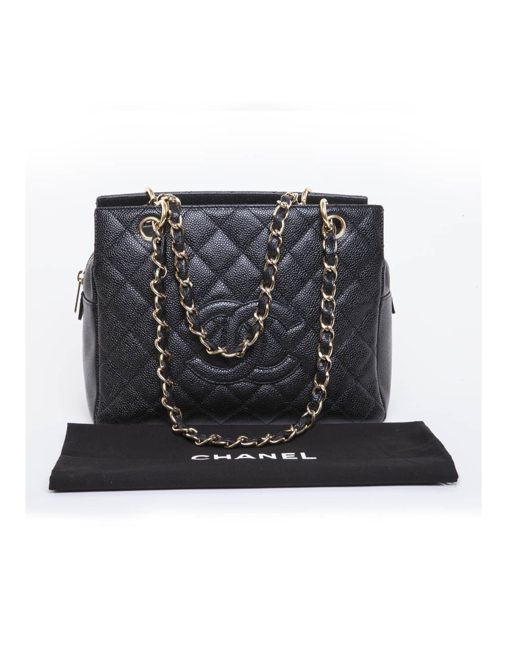 Sac CHANEL cuir grainé noir