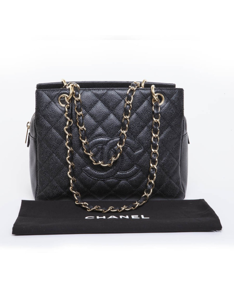 Sac CHANEL cuir grainé noir