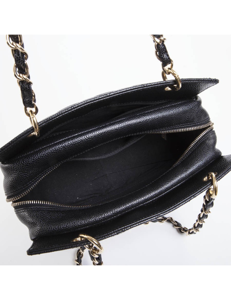 Sac CHANEL cuir grainé noir