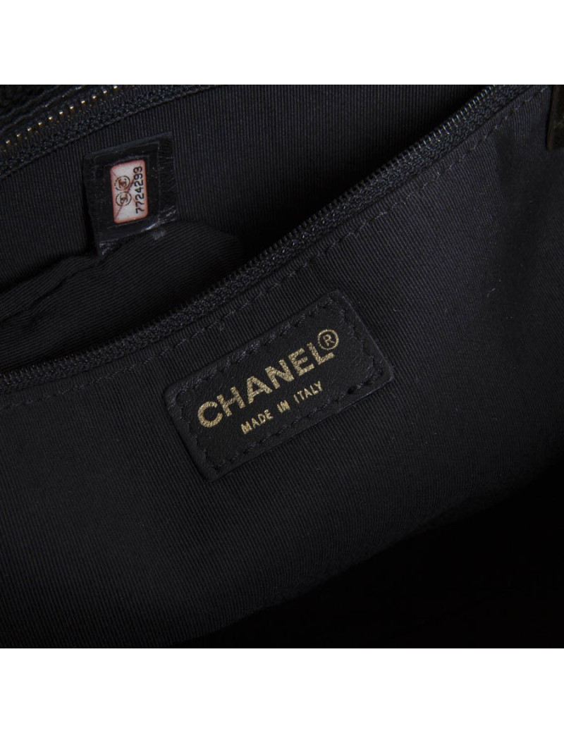 Shoping TM black grained leather CHANEL tote bag