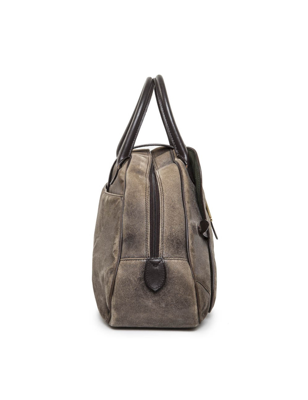  Christian Dior saddle bowling bag in aged patinated beige and brown leather