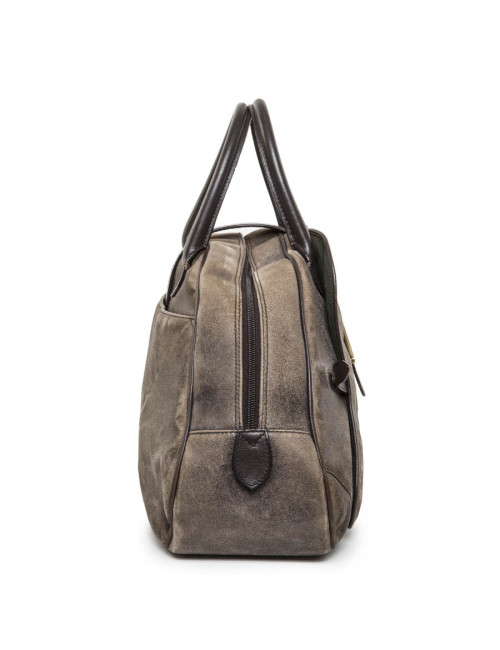  Christian Dior saddle bowling bag in aged patinated beige and brown leather