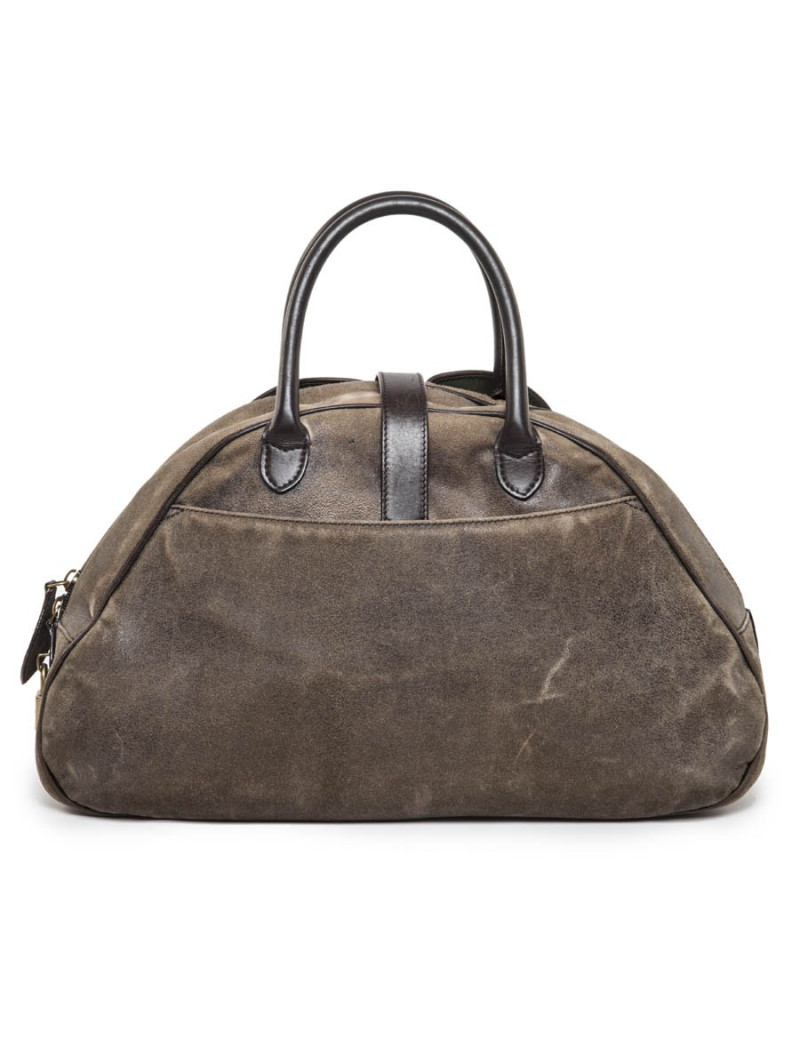 Sac selle bowling Christian Dior cuir vieilli marron
