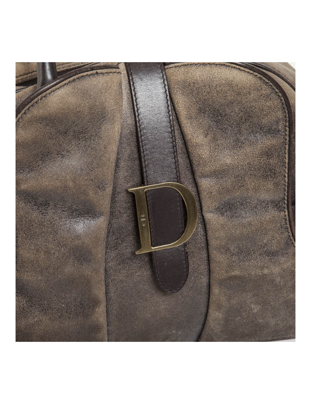Sac selle bowling Christian Dior cuir vieilli marron