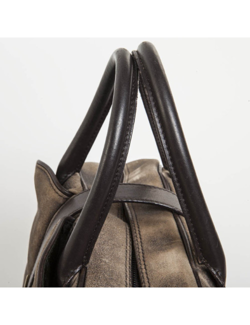 Sac selle bowling Christian Dior cuir vieilli marron