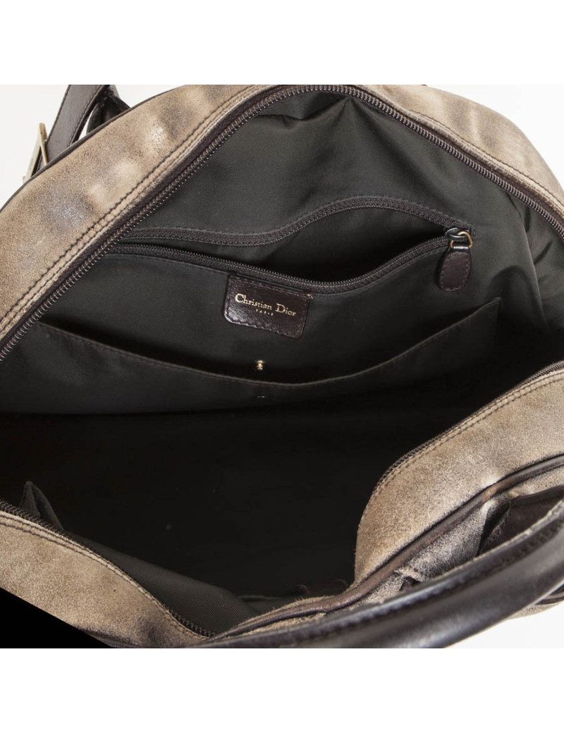Sac selle bowling Christian Dior cuir vieilli marron