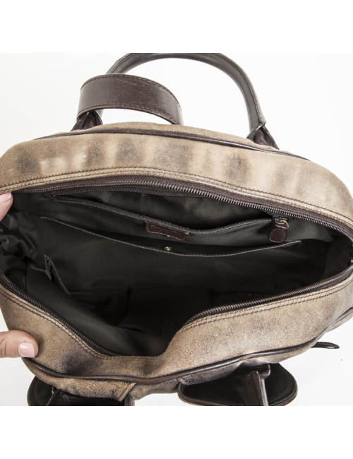  Christian Dior saddle bowling bag in aged patinated beige and brown leather