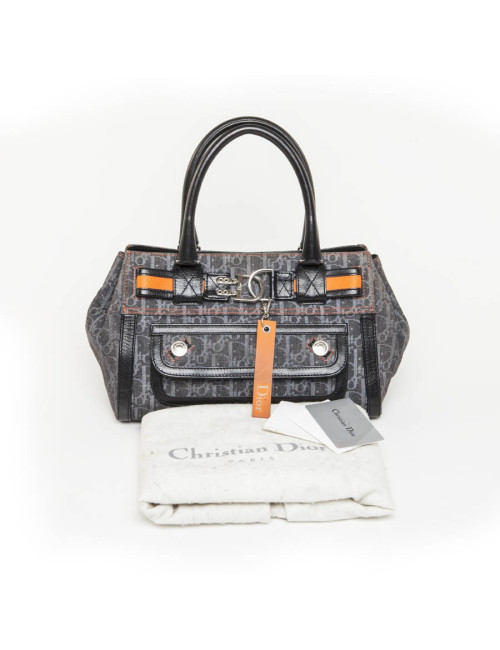 CHRISTIAN DIOR monogram canvas bag grey