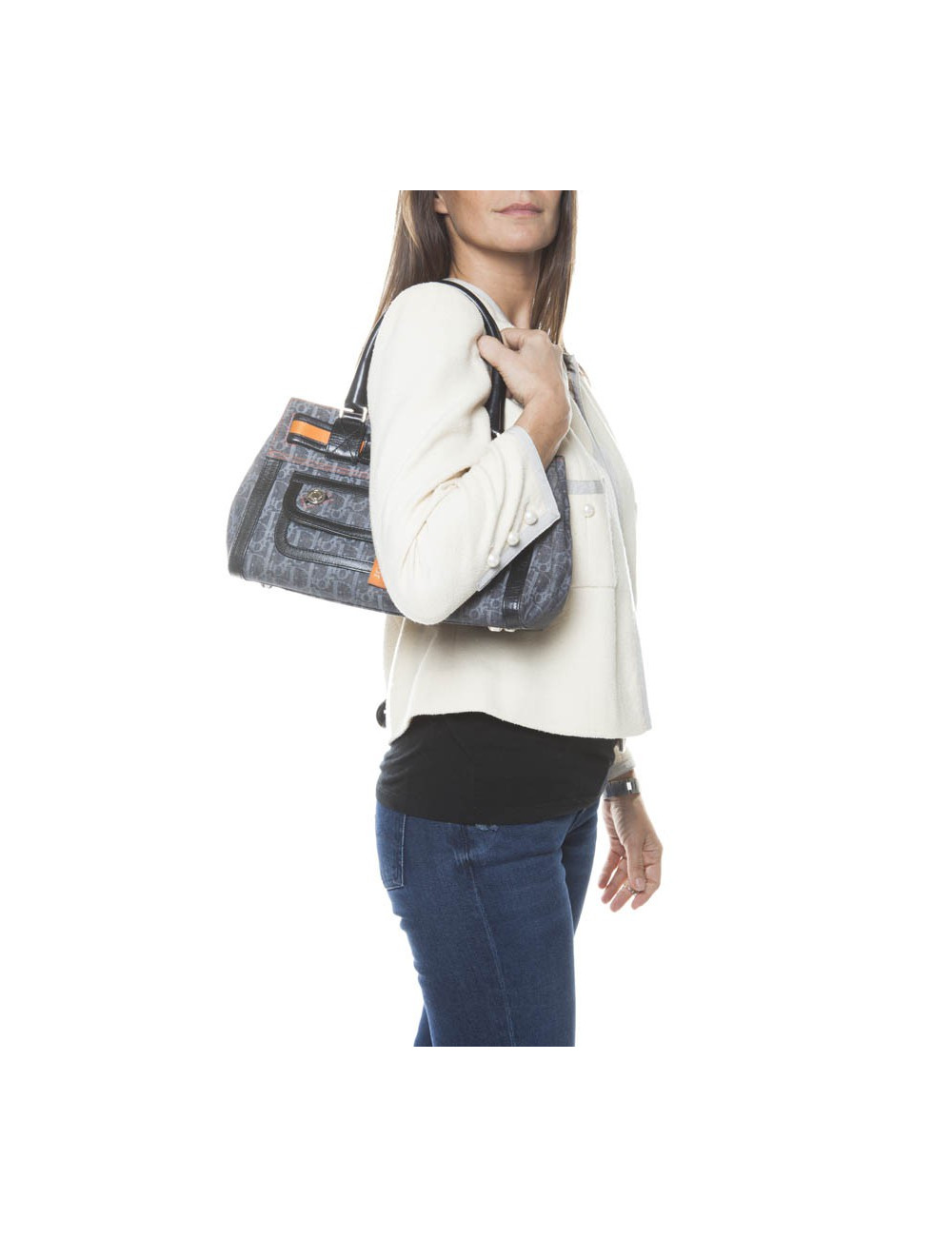 Sac CHRISTIAN DIOR toile monogram grise