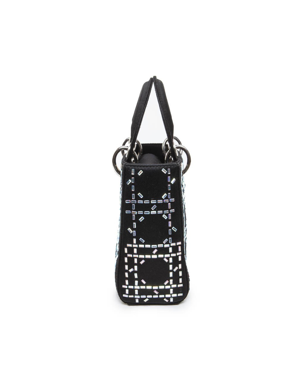 CHRISTIAN DIOR Mini Lady D Evening Bag in Black Silk Satin set with Swarovski sequins