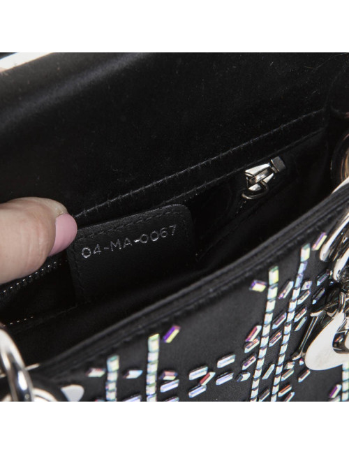 CHRISTIAN DIOR Mini Lady D Evening Bag in Black Silk Satin set with Swarovski sequins