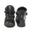 GIUSEPPE ZANOTTI T 39 leather and black rhinestone boots