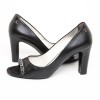 CHANEL shoes T 39.5 black leather and silver chain