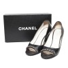 CHANEL shoes T 39.5 black leather and silver chain