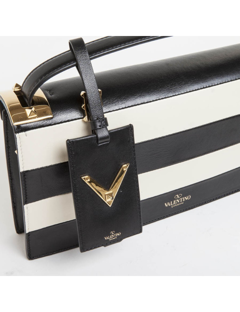 VALENTINO leather two-tone black and beige bag