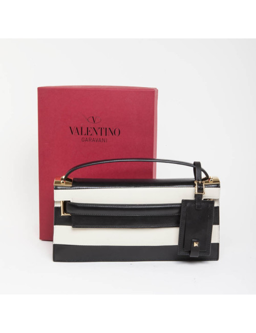 VALENTINO leather two-tone black and beige bag