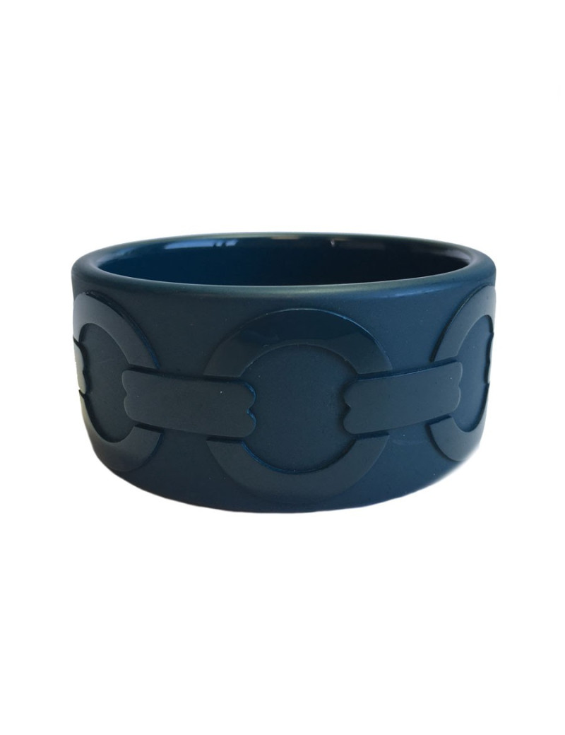 HERMES bracelet blue lacquered duck and painted pattern
