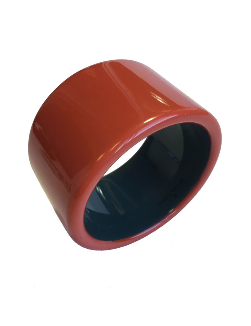 HERMES cuff bracelet in dark orange lacquered wood