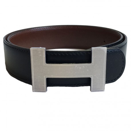 Belt: HERMES reversible black and brown leather T72