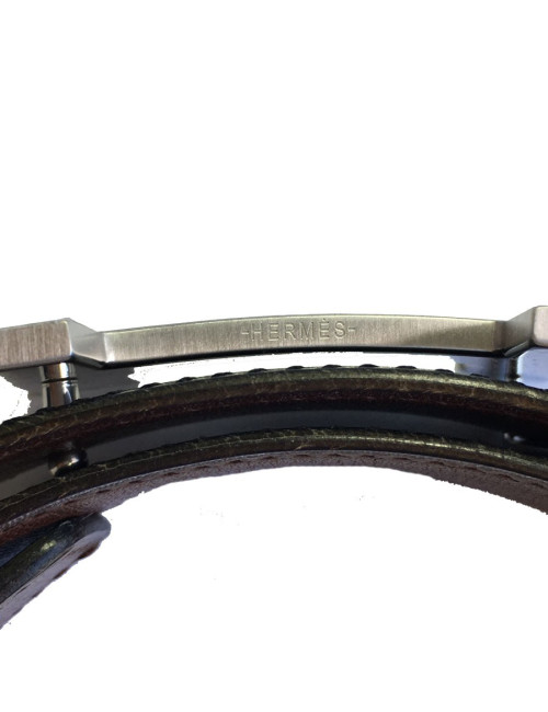 xxx Ceinture H HERMES réversible en cuir noir et marron