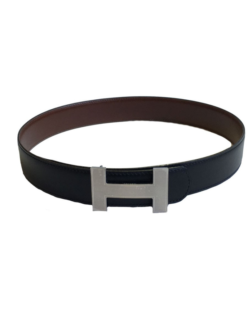 Belt: HERMES reversible black and brown leather T72