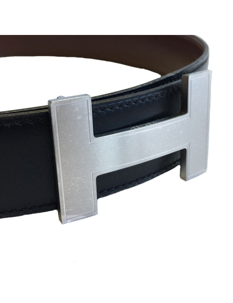 Belt: HERMES reversible black and brown leather T72