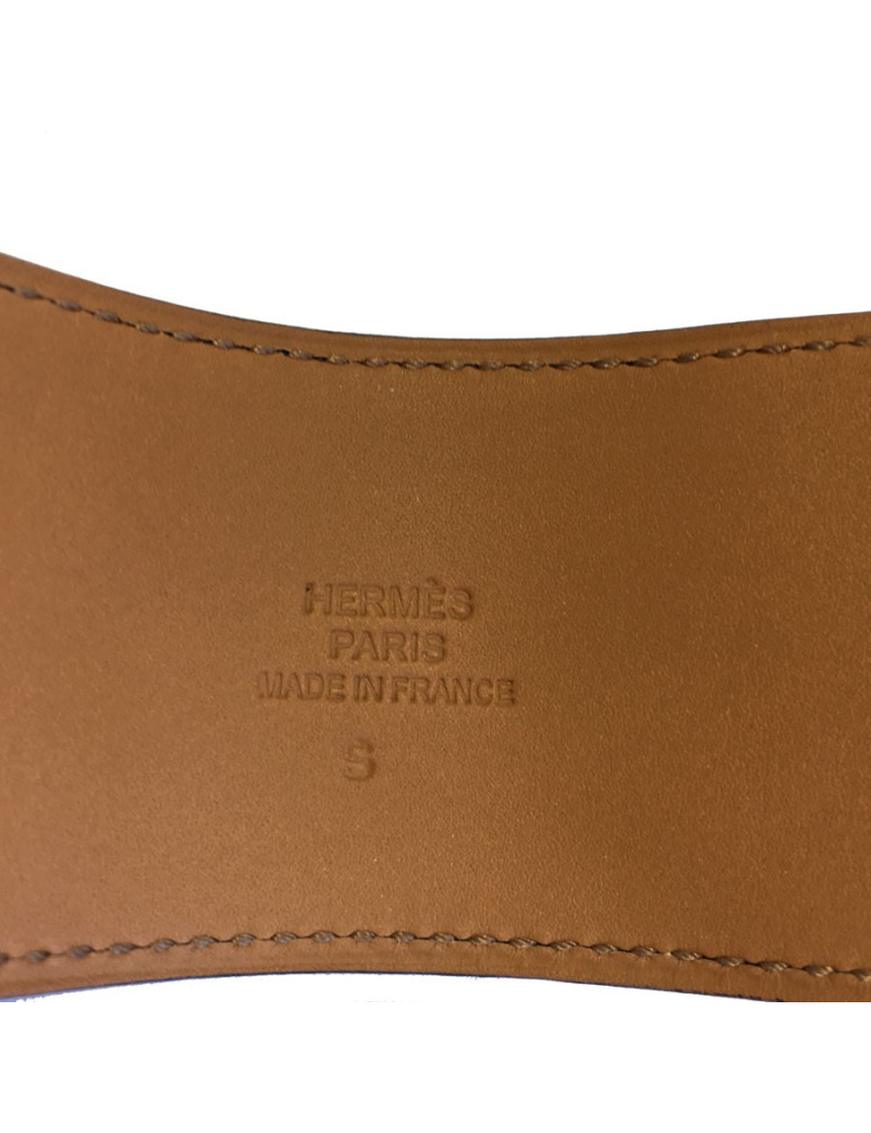 Manchette CDC HERMES en veau chamonix noir et bijouterie finition palladié