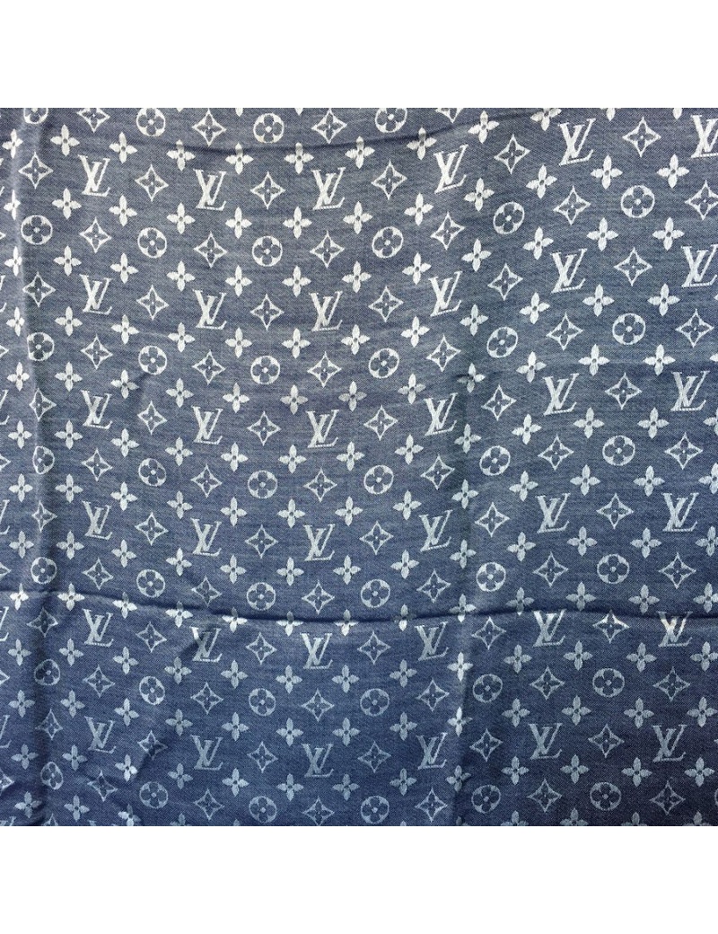 Châle LOUIS VUITTON en soie et laine bleu