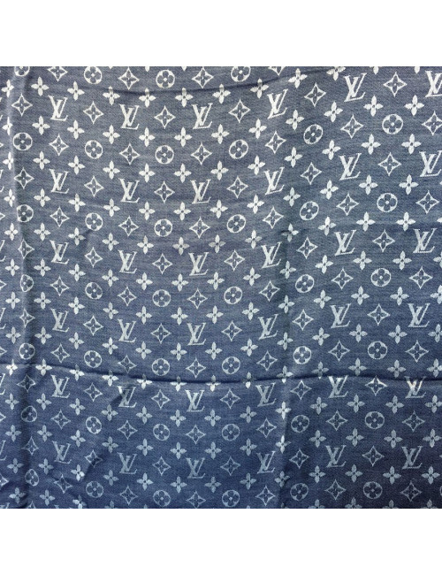 Châle LOUIS VUITTON en soie et laine bleu