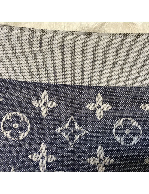 Châle LOUIS VUITTON en soie et laine bleu