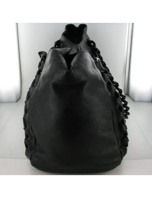 Sac cabas cuir noir CHANEL