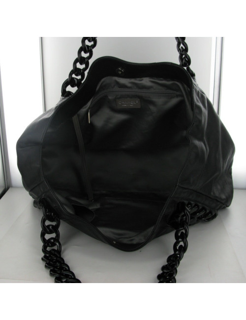 Sac cabas cuir noir CHANEL