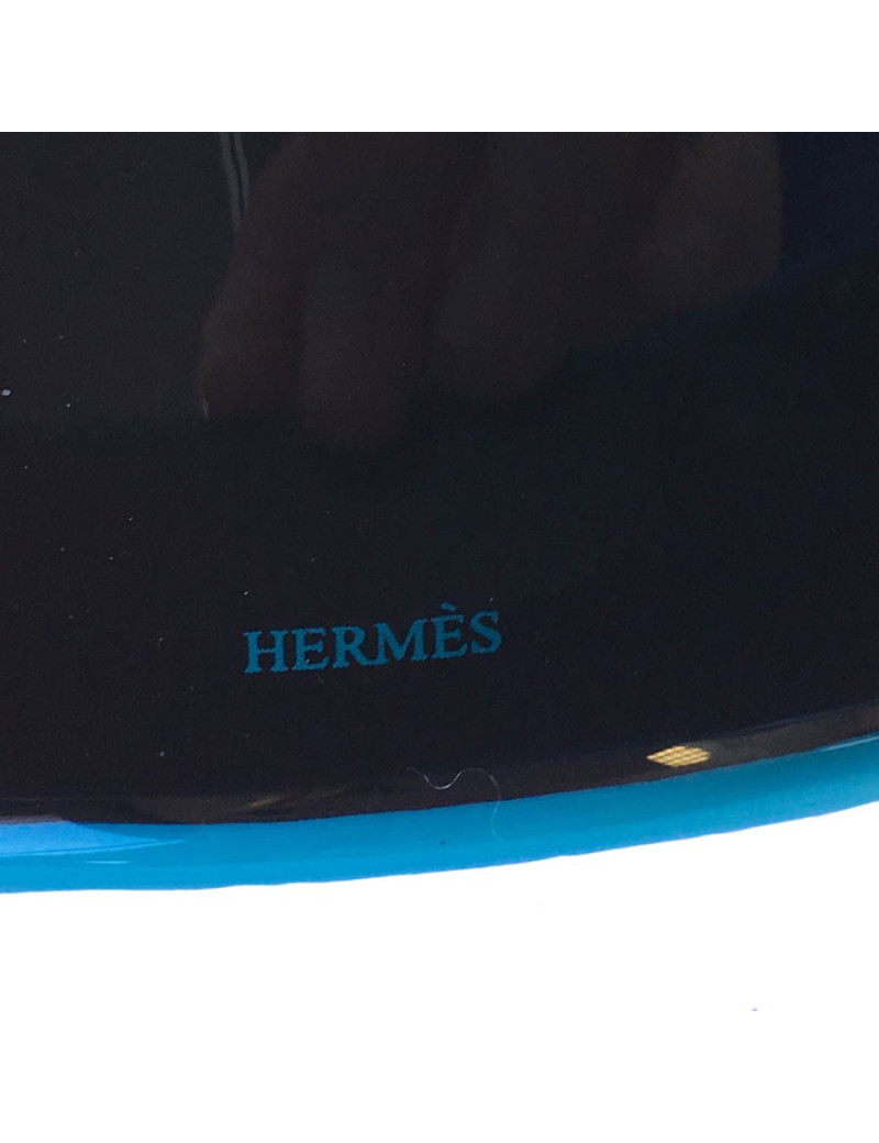 HERMES bracelet lacquered wooden peacock blue
