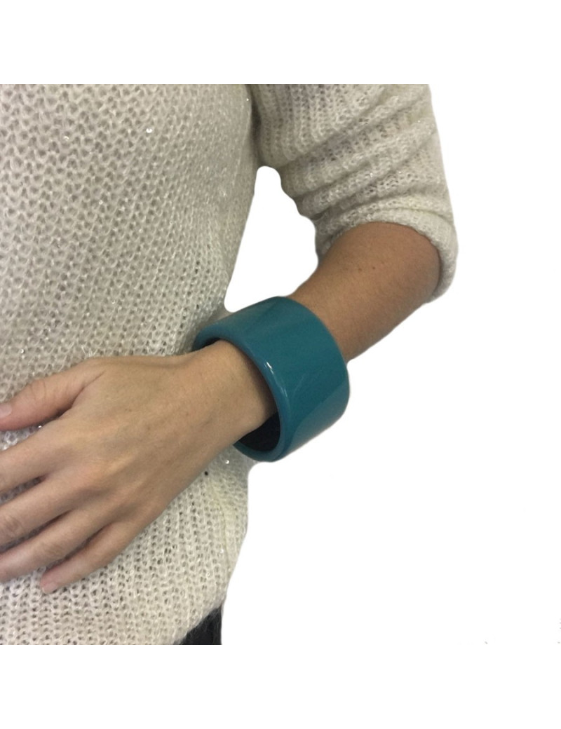 Bracelet HERMÈS en bois laqué bleu paon