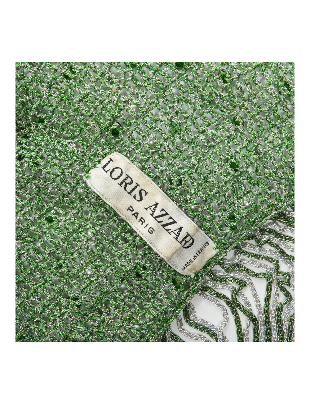 Top AZZARO Vintage en crochet lurex vert et argent