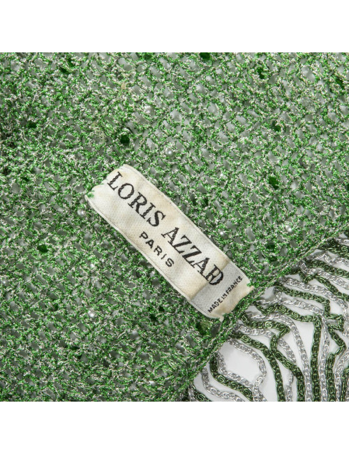 Top AZZARO Vintage en crochet lurex vert et argent