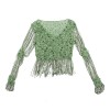 Top AZZARO Vintage en crochet lurex vert et argent