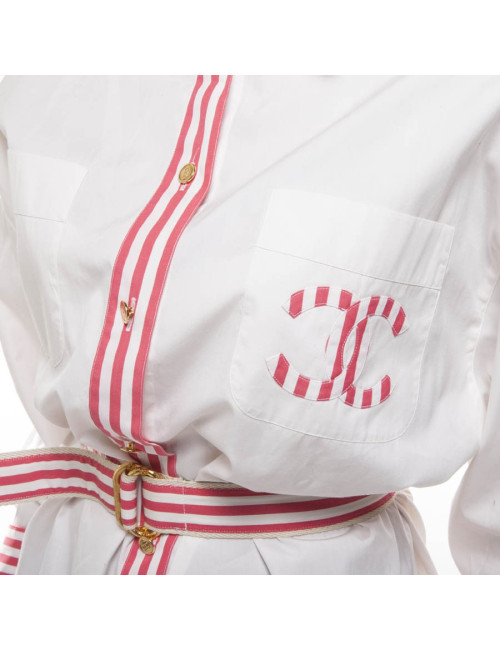 Chemise CHANEL blanche et double CC rose