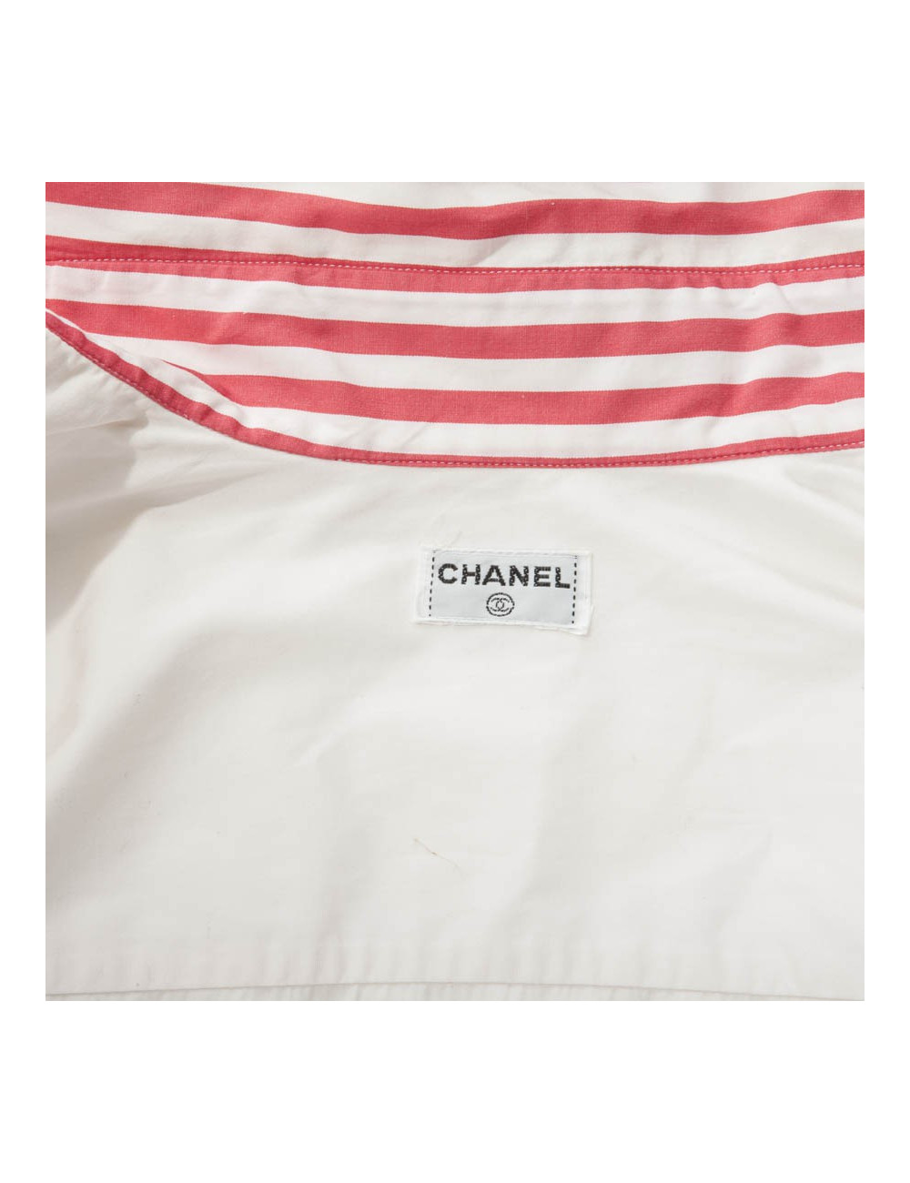 Chemise CHANEL blanche et double CC rose