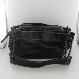 Black leather CHANEL bag