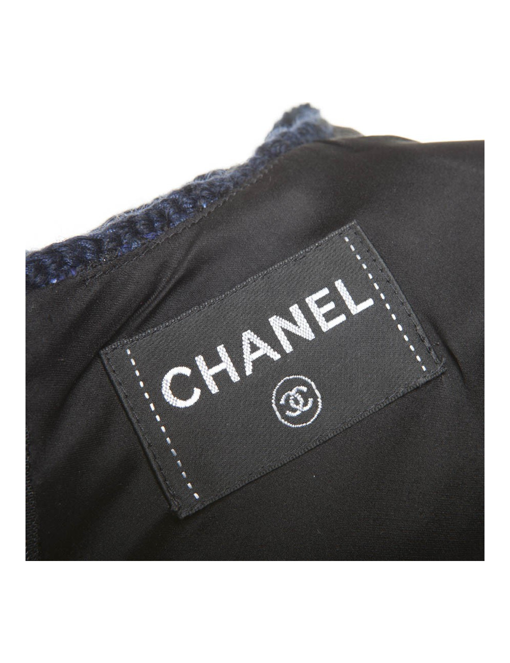 CHANEL 'Paris-Shanghai' dress in silk blue tweed and wool size 38EU