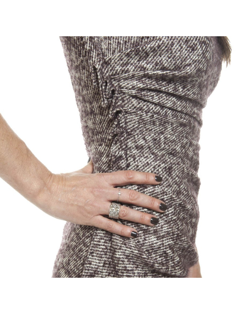 Robe DIOR T 34 en laine et mohair marron et crème