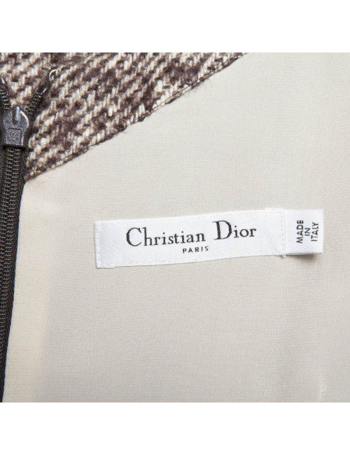 DIOR T 34 dress in wool and mohair Brown and cream
