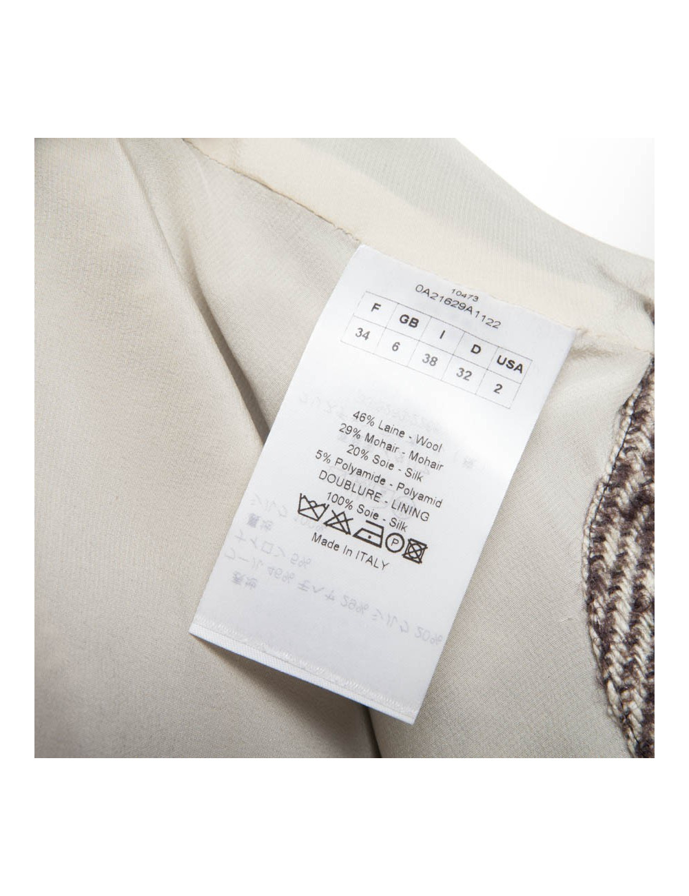 DIOR T 34 dress in wool and mohair Brown and cream