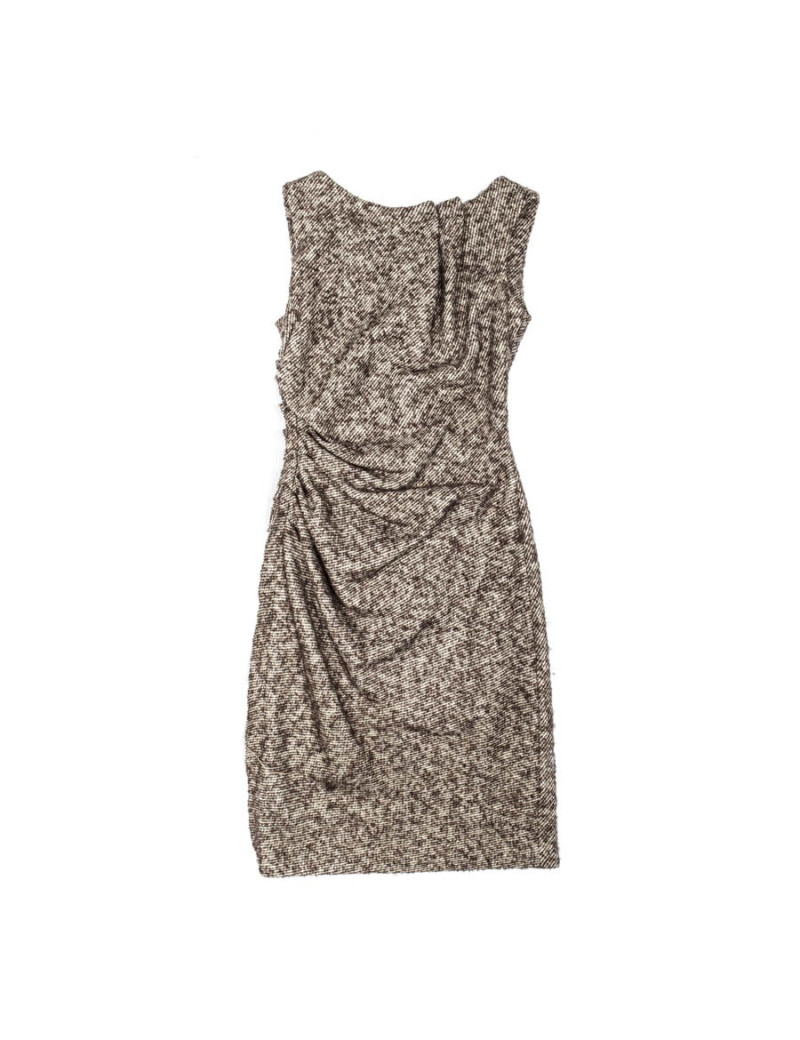 Robe DIOR T 34 en laine et mohair marron et crème